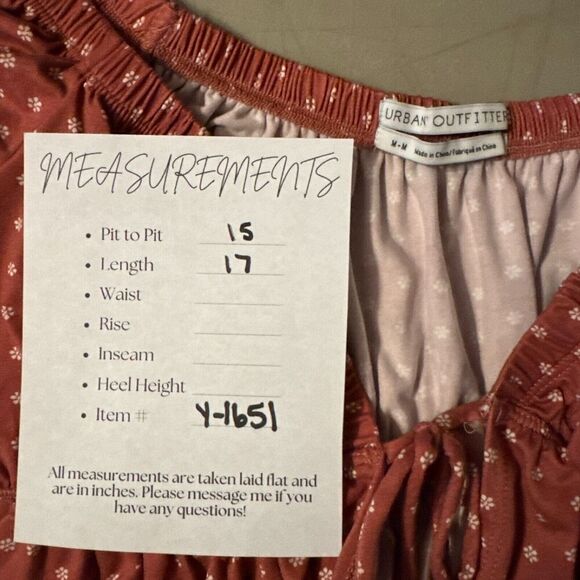 Urban Outfitters Tie Front Crop Top Size M Pink Polka Dot Boho Western Coquette - Picture 2 of 8